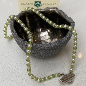 Slane and Slane Pearl Peridot Silver Toggle Necklace.